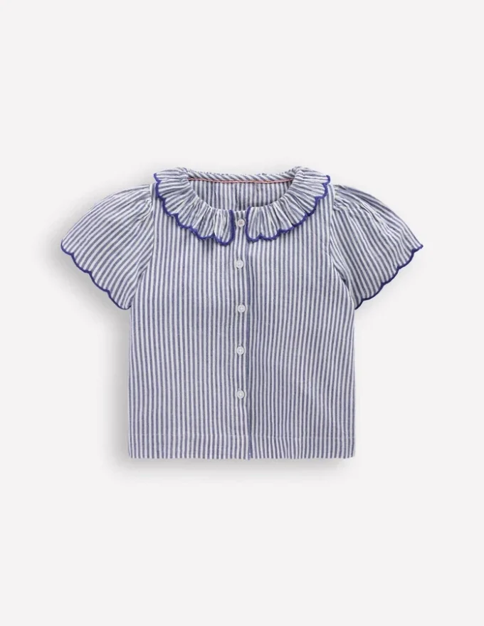 Button-through Blouse Blue/Ivory Stripe Button-through Blouse Blue/Ivory Stripe