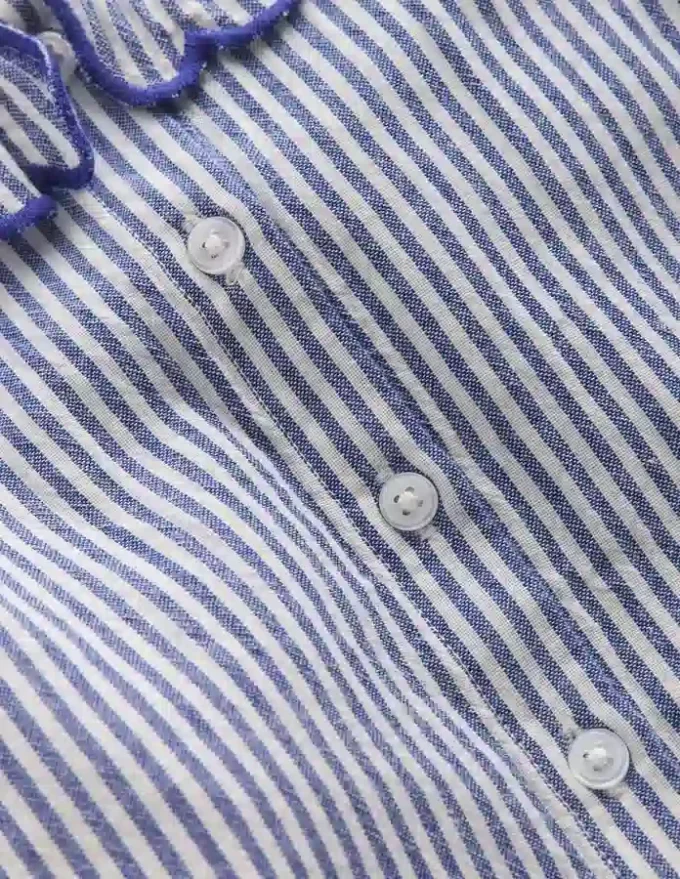 Button-through Blouse Blue/Ivory Stripe Button-through Blouse Blue/Ivory Stripe