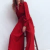 Button Up Palazzo Jumpsuit Red Button Up Palazzo Jumpsuit Red
