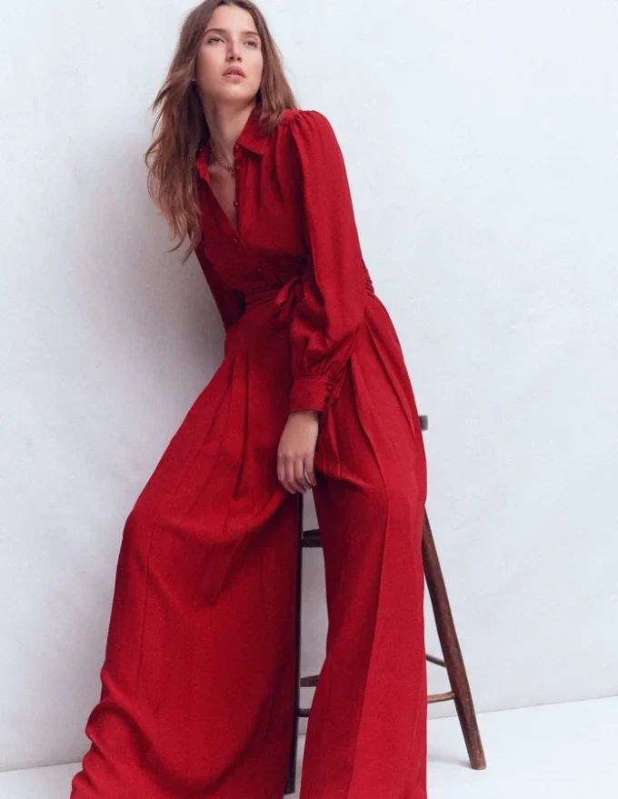 Button Up Palazzo Jumpsuit Red Button Up Palazzo Jumpsuit Red