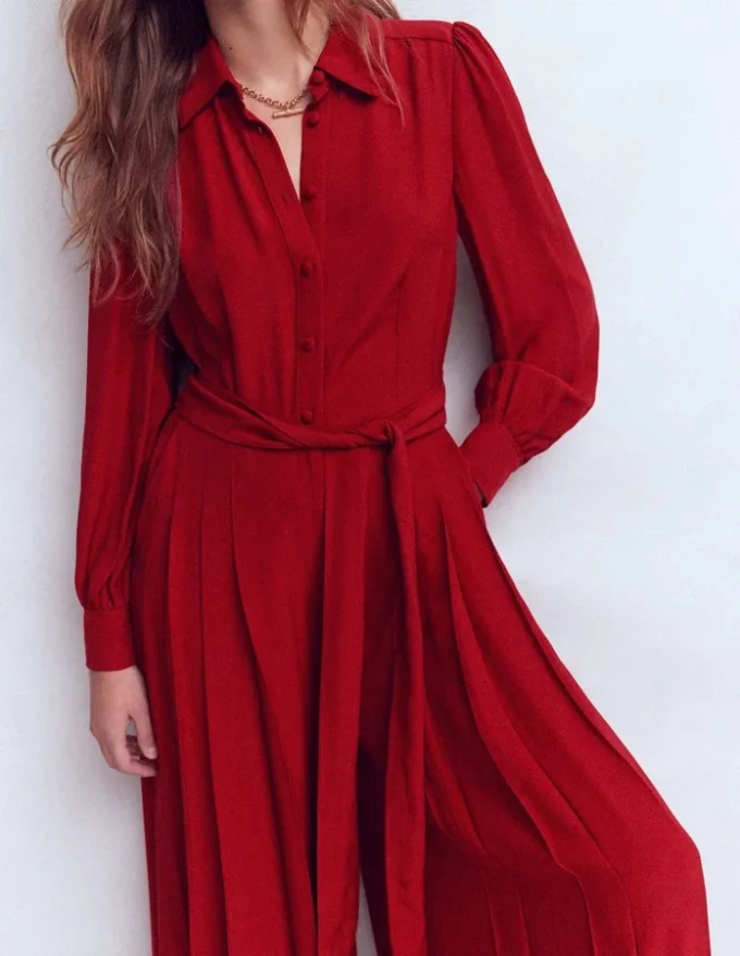 Button Up Palazzo Jumpsuit Red Button Up Palazzo Jumpsuit Red