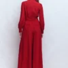 Button Up Palazzo Jumpsuit Red Button Up Palazzo Jumpsuit Red