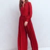 Button Up Palazzo Jumpsuit Red Button Up Palazzo Jumpsuit Red