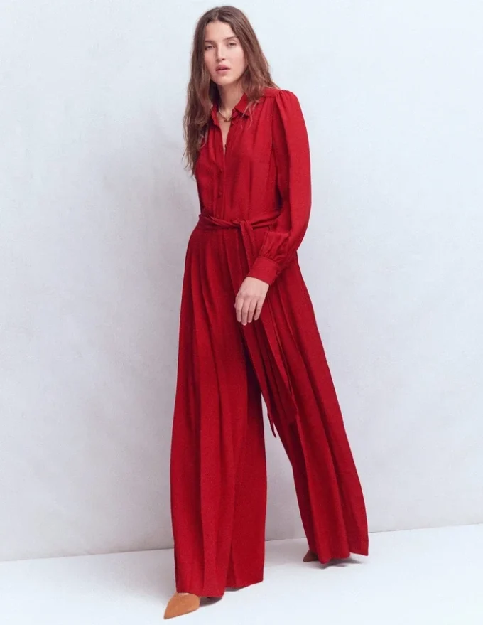 Button Up Palazzo Jumpsuit Red Button Up Palazzo Jumpsuit Red