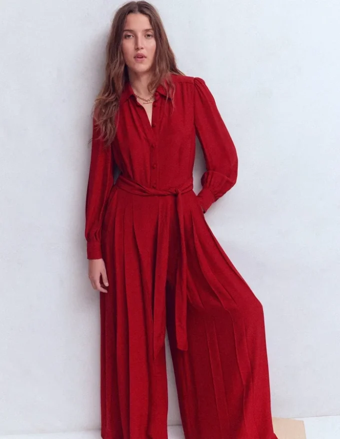 Button Up Palazzo Jumpsuit Red Button Up Palazzo Jumpsuit Red
