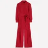 Button Up Palazzo Jumpsuit Red Button Up Palazzo Jumpsuit Red