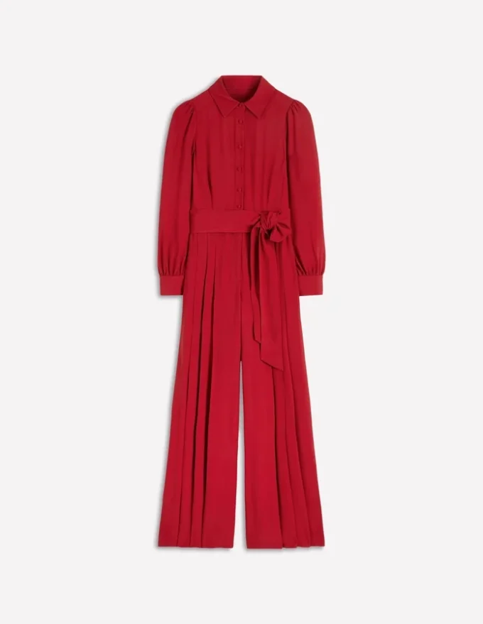 Button Up Palazzo Jumpsuit Red Button Up Palazzo Jumpsuit Red