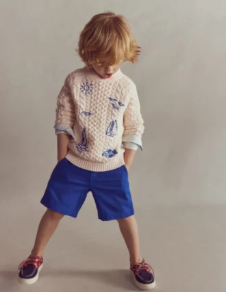 Cable Embroidered Sweater Warm Ivory