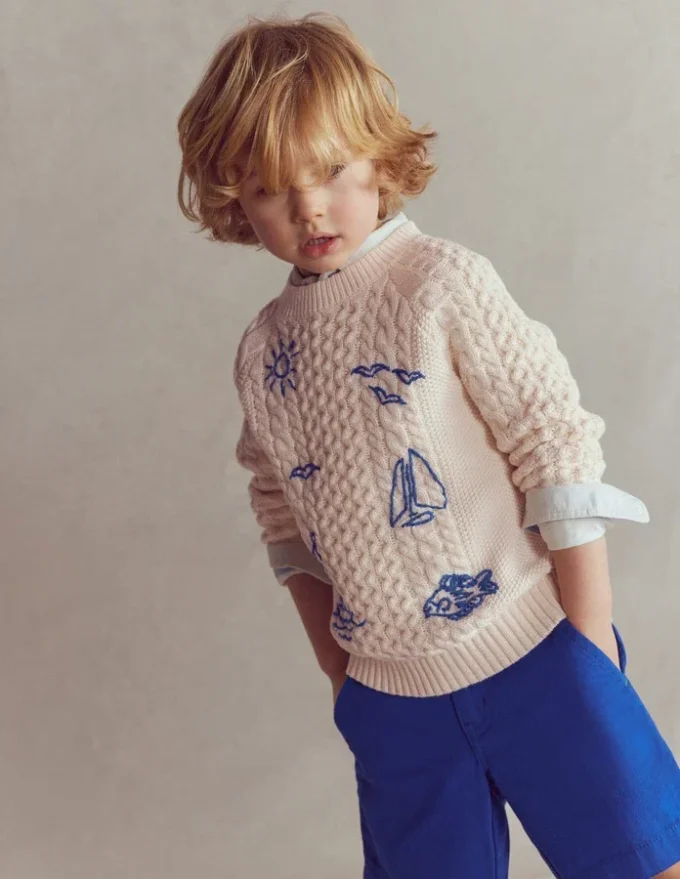 Cable Embroidered Sweater Warm Ivory Cable Embroidered Sweater Warm Ivory