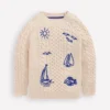 Cable Embroidered Sweater Warm Ivory Cable Embroidered Sweater Warm Ivory