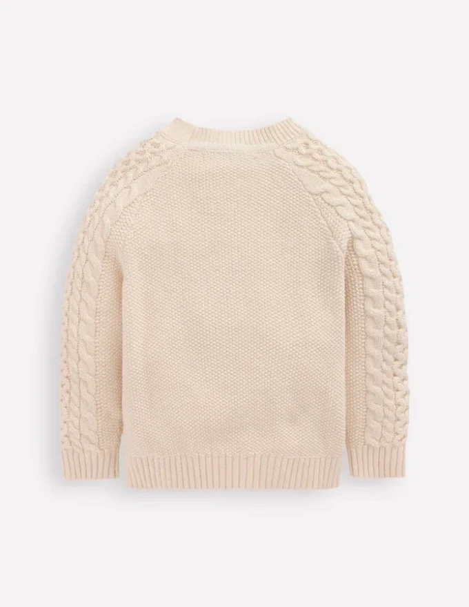Cable Embroidered Sweater Warm Ivory Cable Embroidered Sweater Warm Ivory