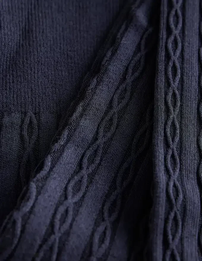 Cable Knit Tights Navy