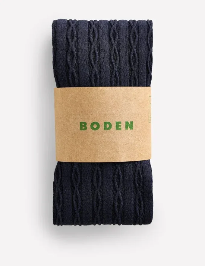 Cable Knit Tights Navy