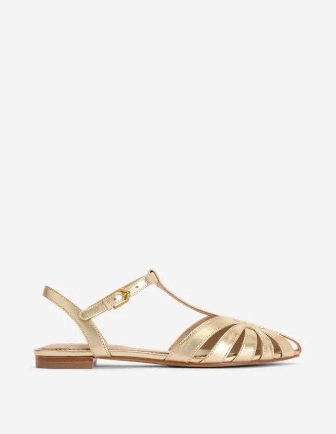 Caged Flat Sandal Gold Caged Flat Sandal Gold