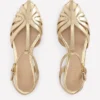 Caged Flat Sandal Gold Caged Flat Sandal Gold