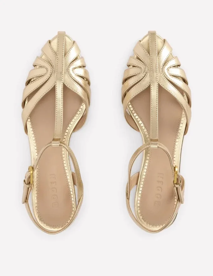 Caged Flat Sandal Gold Caged Flat Sandal Gold