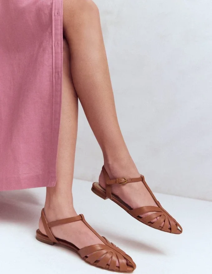 Caged Flat Sandal Tan Caged Flat Sandal Tan