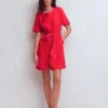 Callie Linen Short Dress Bright Cherry Callie Linen Short Dress Bright Cherry
