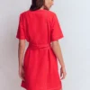 Callie Linen Short Dress Bright Cherry Callie Linen Short Dress Bright Cherry