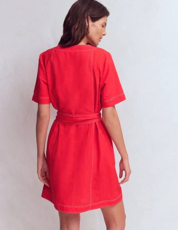 Callie Linen Short Dress Bright Cherry Callie Linen Short Dress Bright Cherry