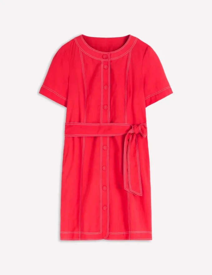 Callie Linen Short Dress Bright Cherry Callie Linen Short Dress Bright Cherry
