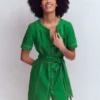 Callie Linen Short Dress Highland Green Callie Linen Short Dress Highland Green