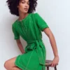 Callie Linen Short Dress Highland Green Callie Linen Short Dress Highland Green
