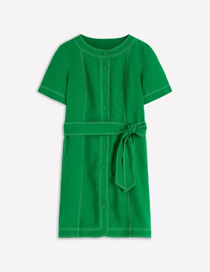 Callie Linen Short Dress Highland Green Callie Linen Short Dress Highland Green