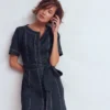 Callie Linen Short Dress Navy Callie Linen Short Dress Navy
