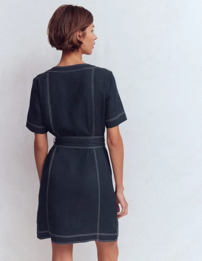 Callie Linen Short Dress Navy Callie Linen Short Dress Navy