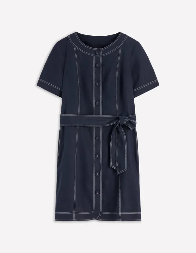 Callie Linen Short Dress Navy Callie Linen Short Dress Navy