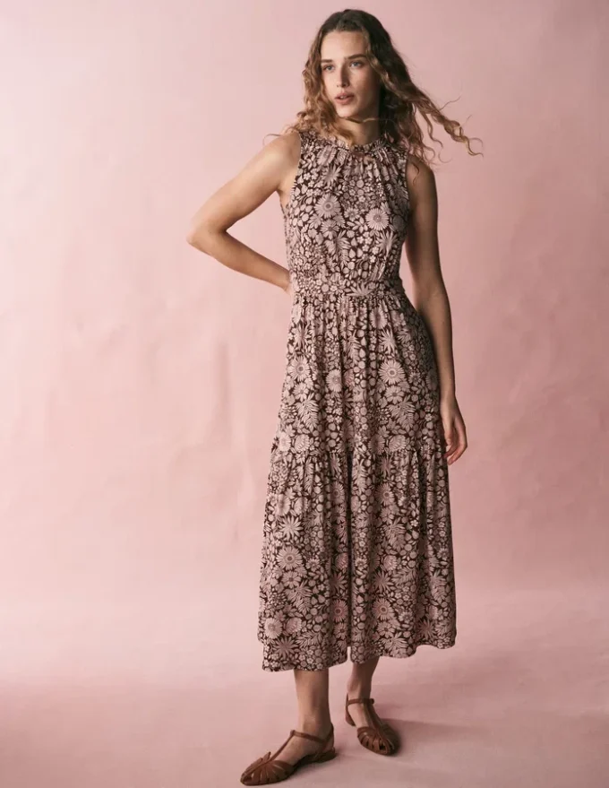 Camalie Jersey Maxi Dress Raw Umber, Flowerbed Bloom Camalie Jersey Maxi Dress Raw Umber, Flowerbed Bloom