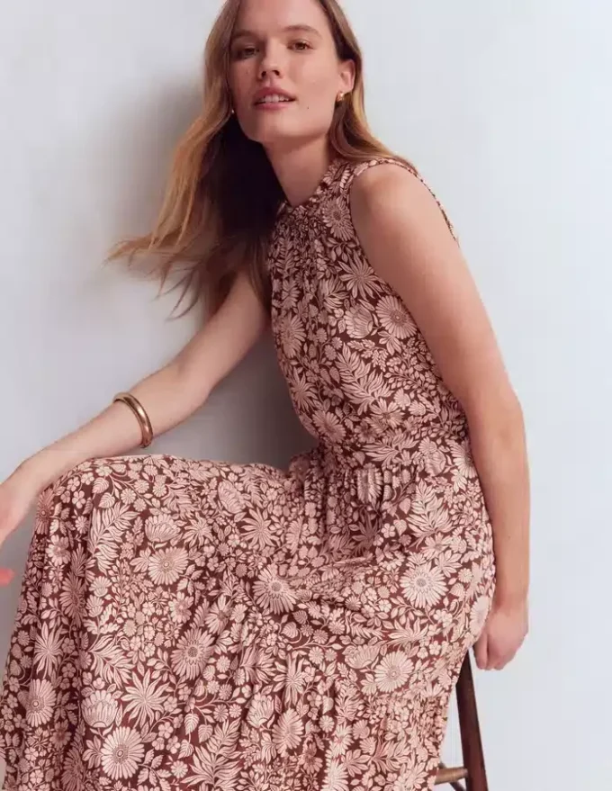 Camalie Jersey Maxi Dress Raw Umber, Flowerbed Bloom Camalie Jersey Maxi Dress Raw Umber, Flowerbed Bloom