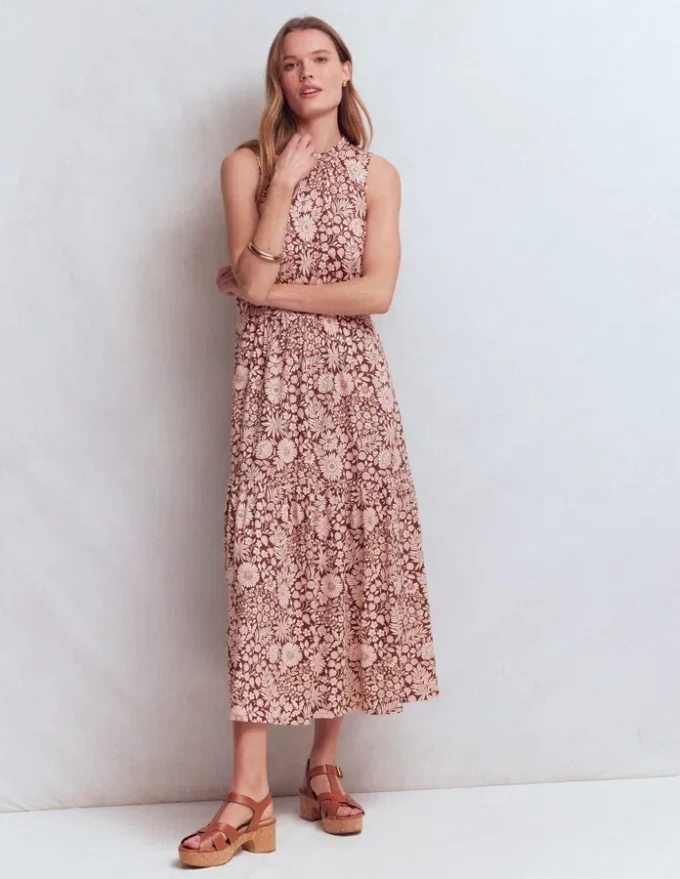 Camalie Jersey Maxi Dress Raw Umber, Flowerbed Bloom Camalie Jersey Maxi Dress Raw Umber, Flowerbed Bloom