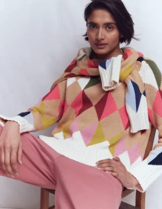 Camilla Cotton Argyle Sweater Multi Argyle