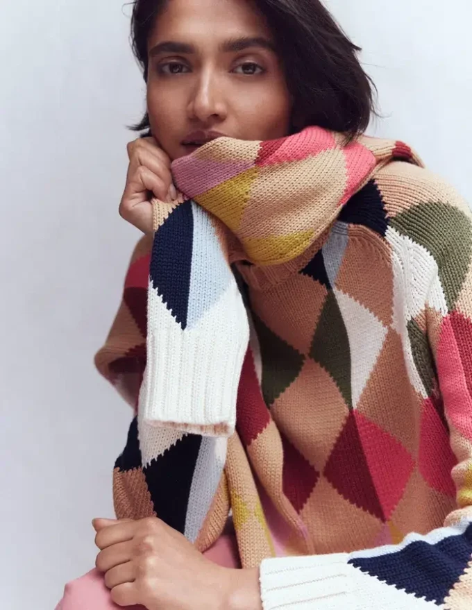 Camilla Cotton Argyle Sweater Multi Argyle Camilla Cotton Argyle Sweater Multi Argyle