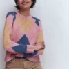 Camilla Cotton Argyle Sweater Pink Argyle Camilla Cotton Argyle Sweater Pink Argyle