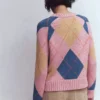 Camilla Cotton Argyle Sweater Pink Argyle Camilla Cotton Argyle Sweater Pink Argyle