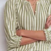 Camille Double Cloth Top Olive, Ivory Fine Stripe Camille Double Cloth Top Olive, Ivory Fine Stripe