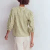 Camille Double Cloth Top Olive, Ivory Fine Stripe Camille Double Cloth Top Olive, Ivory Fine Stripe