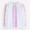 Camille Double Cloth Top White Embroidery Camille Double Cloth Top White Embroidery