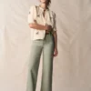 Camille Embroidered Cotton Top Ivory Floral Embroidery