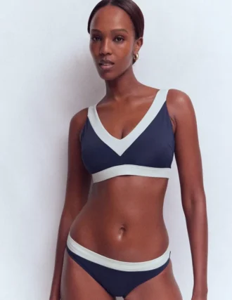 Campania Bikini Bottoms Navy, Ivory Colourblock