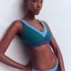 Campania Cross-back Bikini Top Navy, Green, Blue Colourblock Campania Cross-back Bikini Top Navy, Green, Blue Colourblock