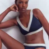 Campania Cross-back Bikini Top Navy, Ivory Colourblock Campania Cross-back Bikini Top Navy, Ivory Colourblock