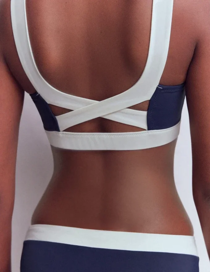 Campania Cross-back Bikini Top Navy, Ivory Colourblock Campania Cross-back Bikini Top Navy, Ivory Colourblock
