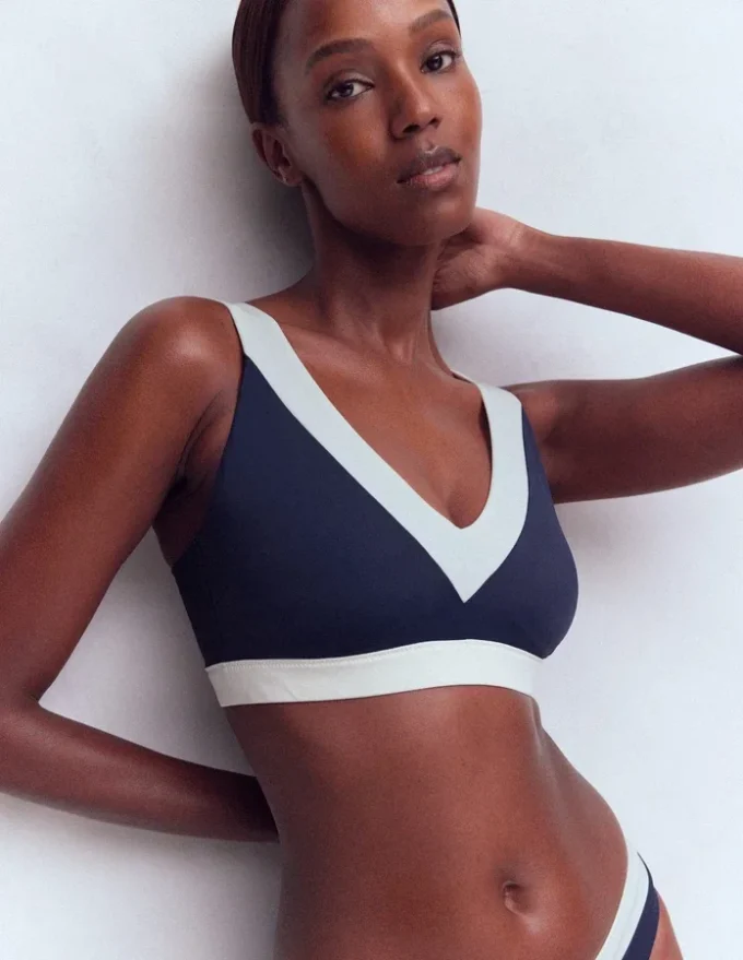 Campania Cross-back Bikini Top Navy, Ivory Colourblock Campania Cross-back Bikini Top Navy, Ivory Colourblock