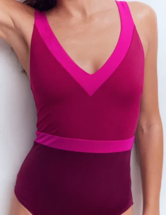 Campania Cross-back Swimsuit Chocberry Colourblock