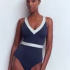 Campania Cross-back Swimsuit Navy, Ivory Colourblock Campania Cross-back Swimsuit Navy, Ivory Colourblock