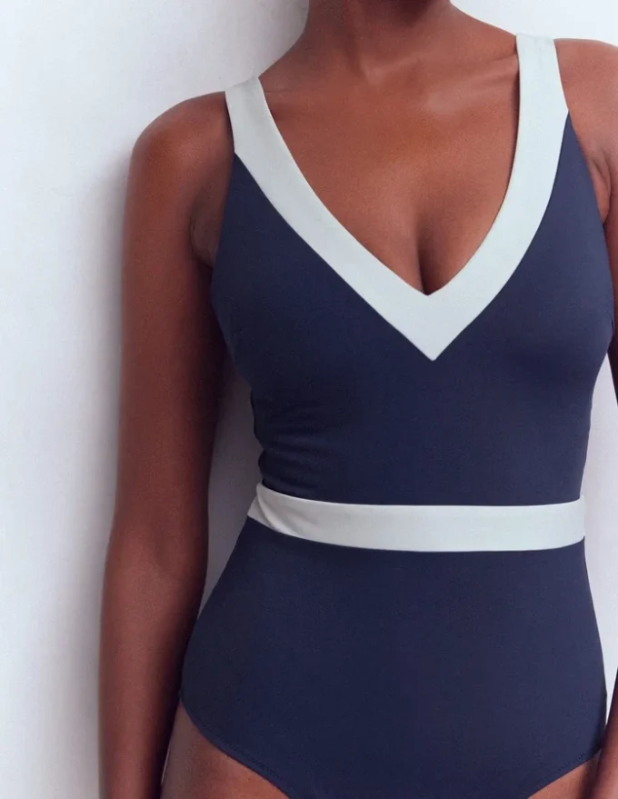 Campania Cross-back Swimsuit Navy, Ivory Colourblock Campania Cross-back Swimsuit Navy, Ivory Colourblock